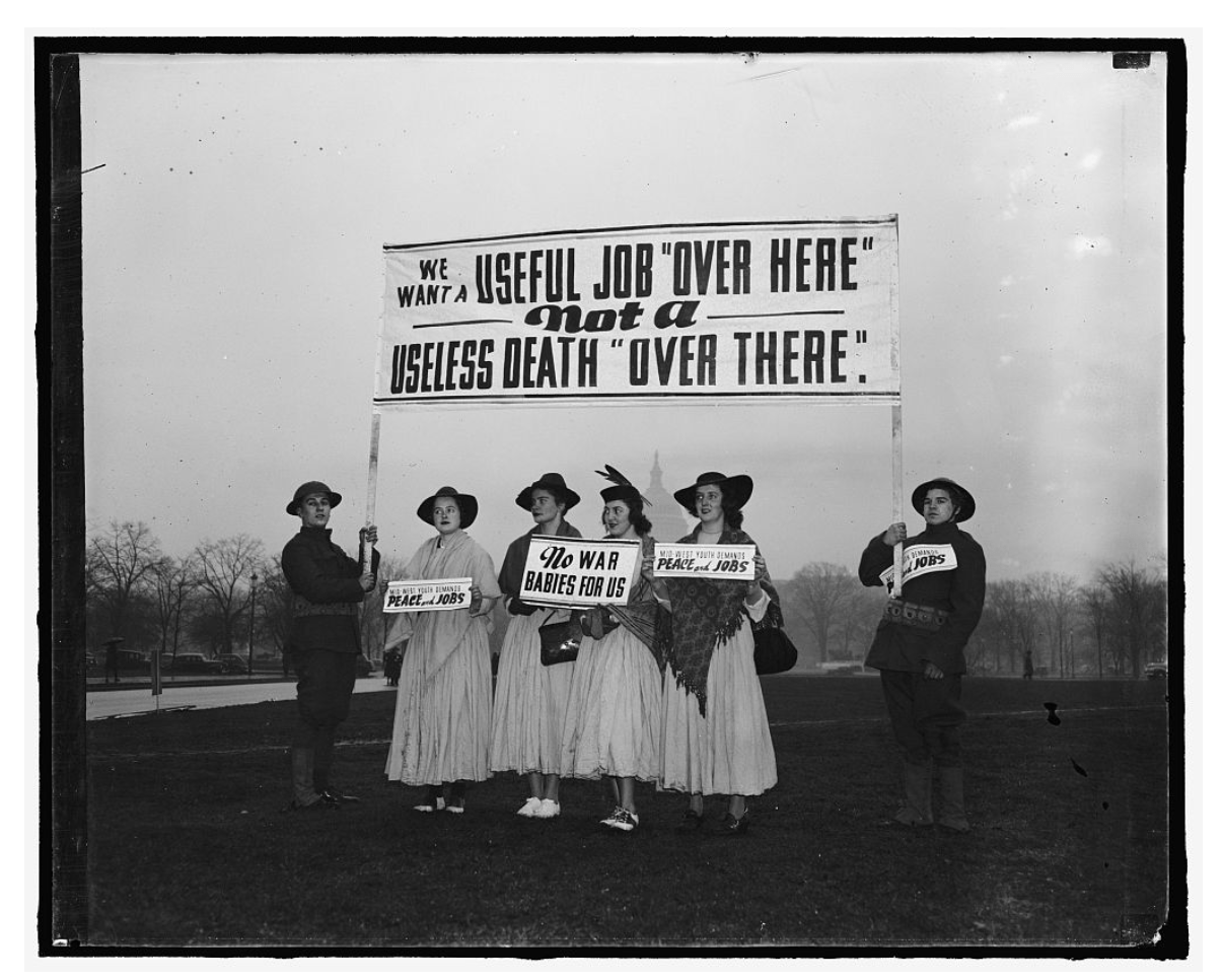 War protestors, 1940, Harris and Ewing, Library of Congress